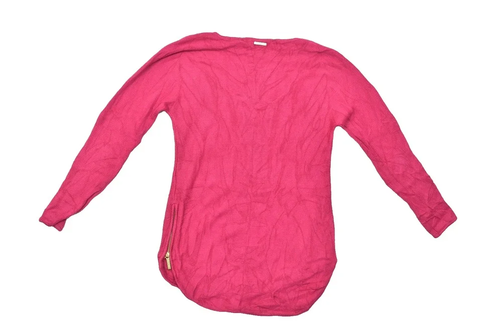 Michael Kors Pink Long Sleeve Cotton Blend Side Zip Pullover Sweater Womens Smal